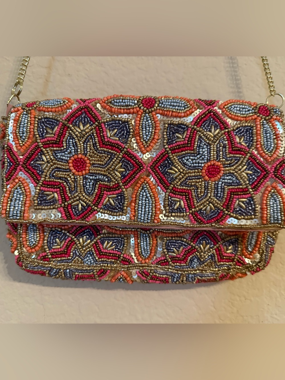 Lulus Colorful Beaded Clutch Crossbody Purse
